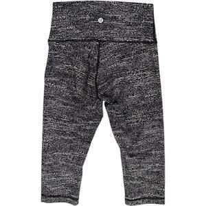Lululemon Wunder Under Crop High-Rise 17” Luon Suited Jacquard Black White Sz 4